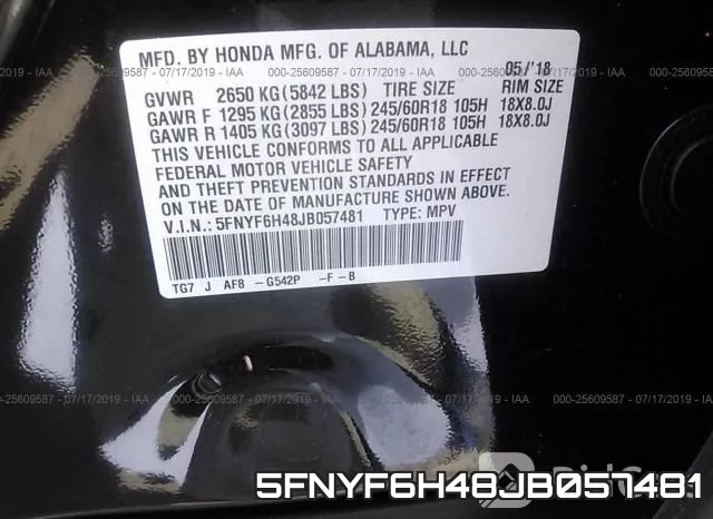 5FNYF6H48JB057481 фото 10