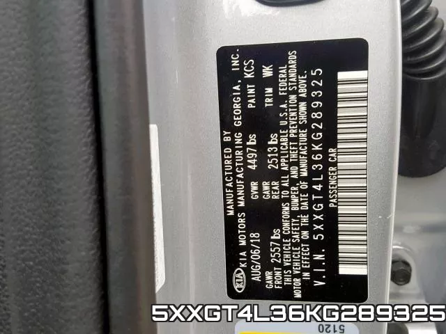 5XXGT4L36KG289325 фото 2