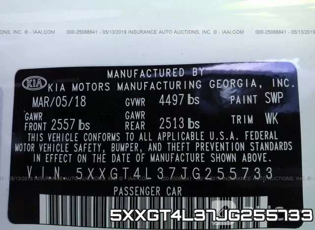 5XXGT4L37JG255733 фото 10