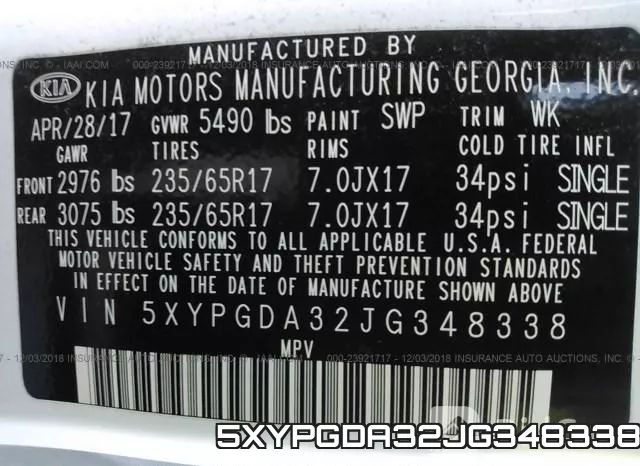 5XYPGDA32JG348338 фото 10