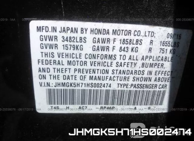 JHMGK5H71HS002474 фото 10