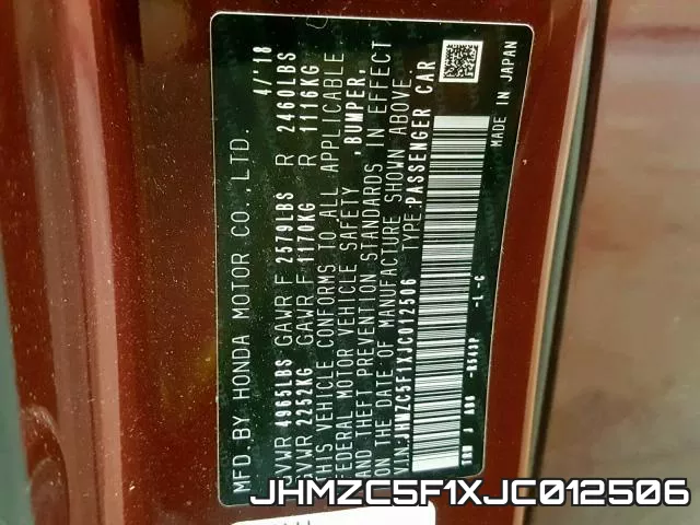 JHMZC5F1XJC012506 фото 2