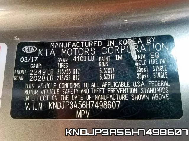 KNDJP3A56H7498607 фото 2