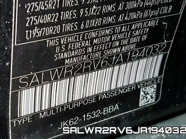 SALWR2RV6JA194032 фото 2