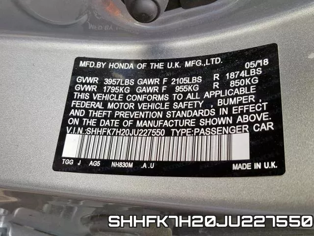 SHHFK7H20JU227550 фото 2