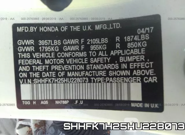 SHHFK7H25HU228073 фото 10