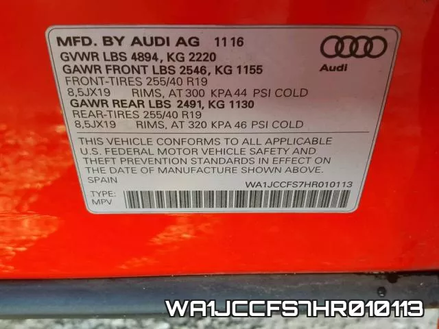 WA1JCCFS7HR010113 фото 2