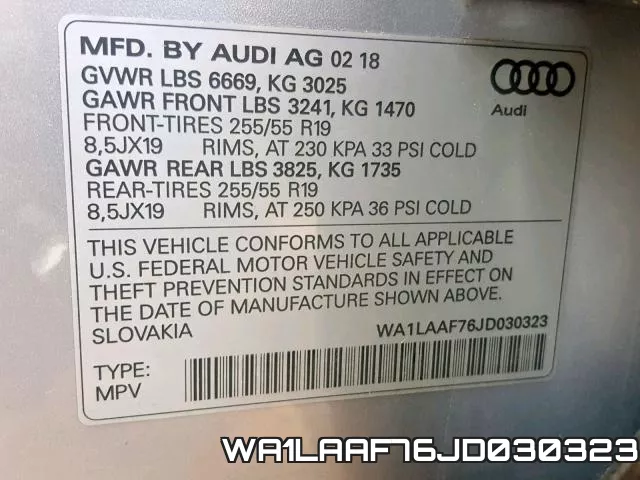WA1LAAF76JD030323 фото 2