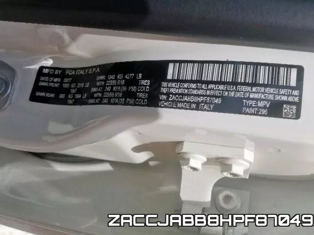 ZACCJABB8HPF87049 фото 2