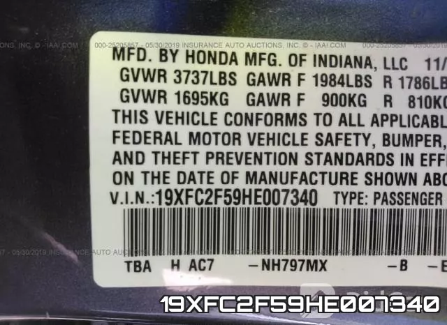 19XFC2F59HE007340 фото 10