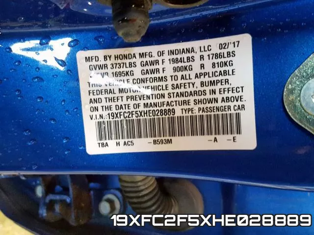 19XFC2F5XHE028889 фото 2