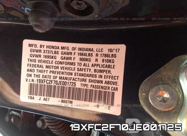 19XFC2F70JE001725 фото 10