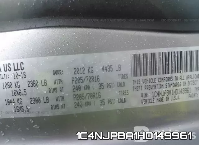 1C4NJPBA1HD149961 фото 10
