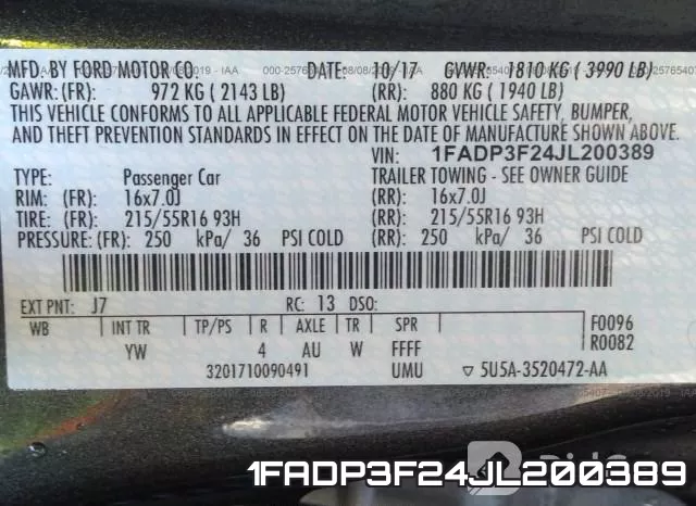 1FADP3F24JL200389 фото 10