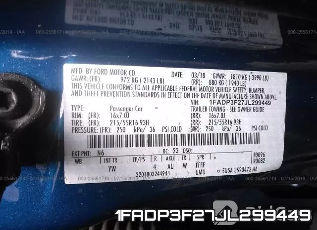 1FADP3F27JL299449 фото 10