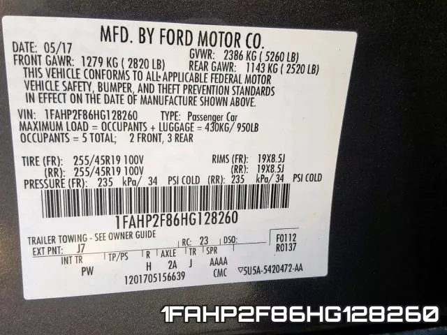 1FAHP2F86HG128260 фото 2