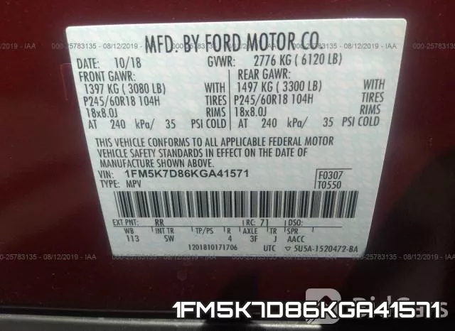 1FM5K7D86KGA41571 фото 10