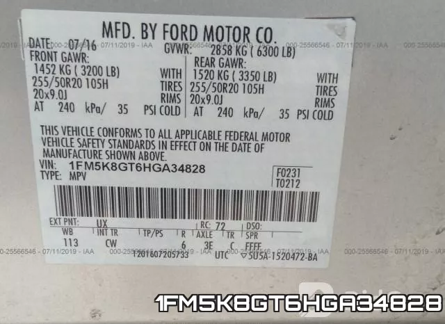 1FM5K8GT6HGA34828 фото 10