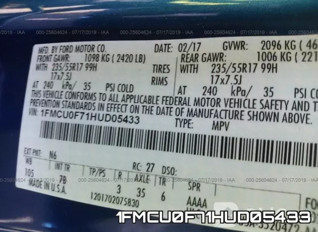 1FMCU0F71HUD05433 фото 10