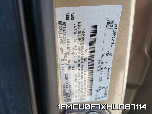 1FMCU0F7XHUD87114 фото 2