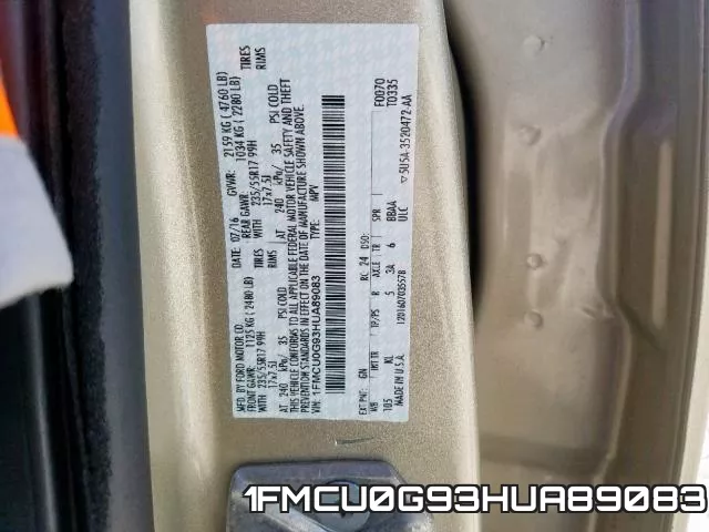 1FMCU0G93HUA89083 фото 2