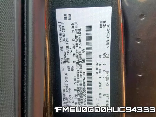 1FMCU0GD0HUC94333 фото 2