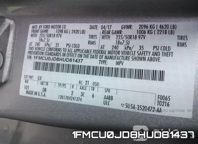 1FMCU0JD8HUD81437 фото 10