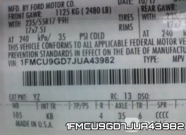 1FMCU9GD7JUA43982 фото 10