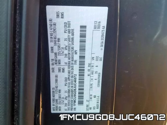 1FMCU9GD8JUC46072 фото 2