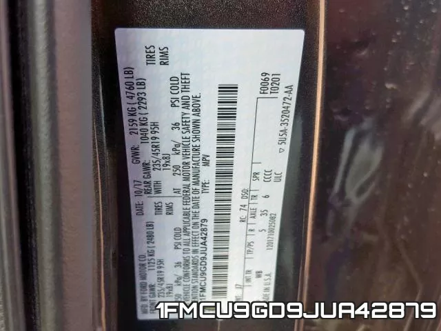 1FMCU9GD9JUA42879 фото 2