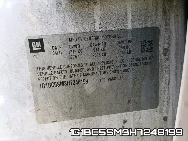 1G1BC5SM3H7248199 фото 2