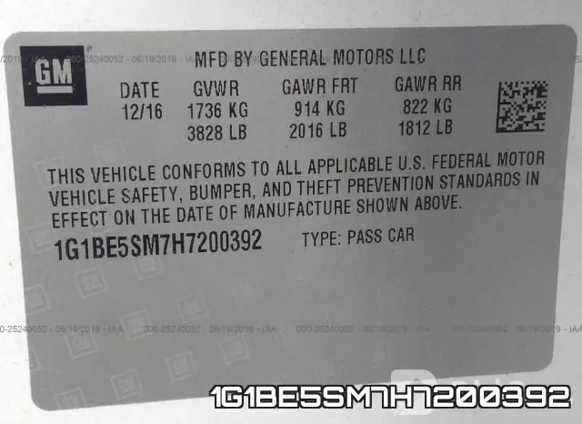1G1BE5SM7H7200392 фото 10