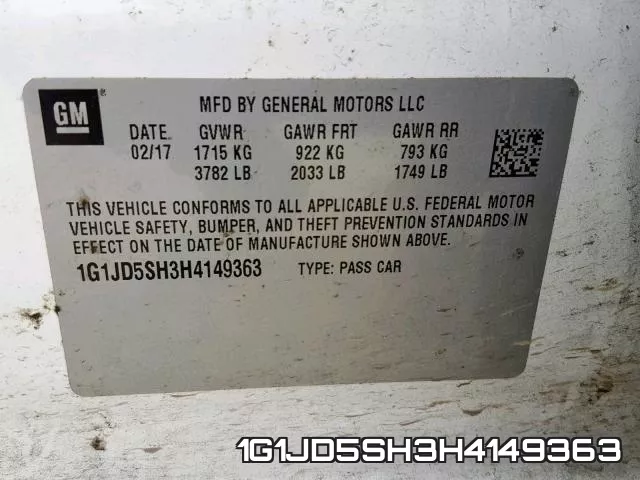 1G1JD5SH3H4149363 фото 2