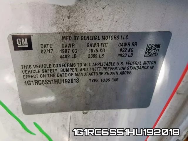 1G1RC6S51HU192018 фото 2