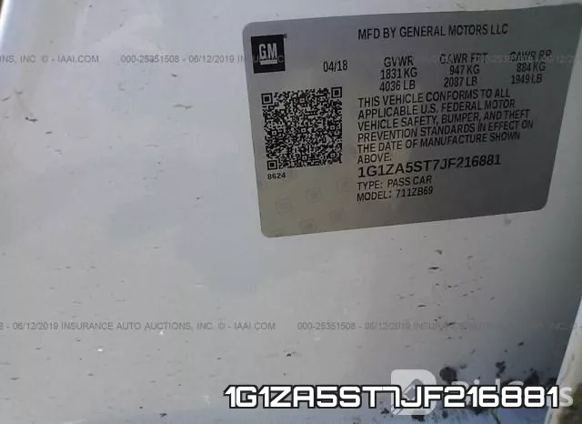 1G1ZA5ST7JF216881 фото 10