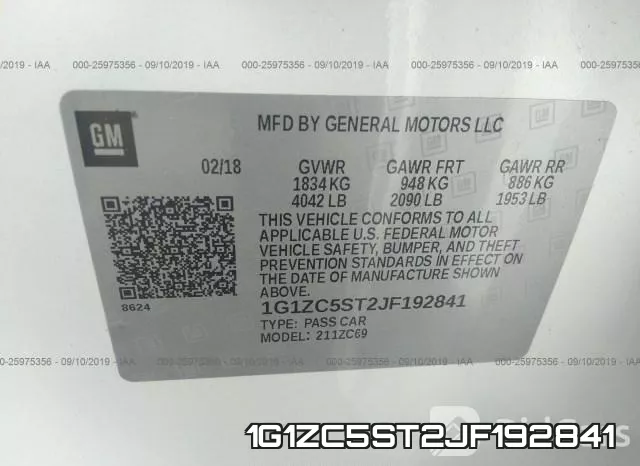 1G1ZC5ST2JF192841 фото 10