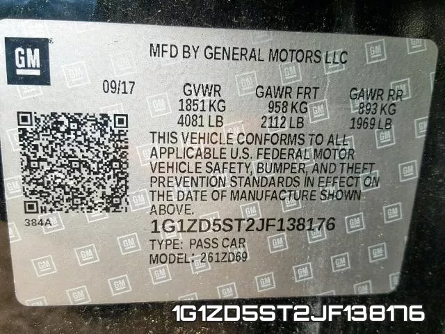 1G1ZD5ST2JF138176 фото 2