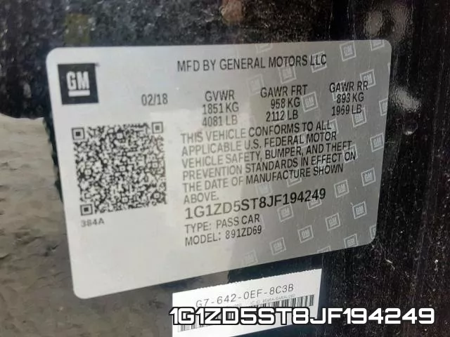 1G1ZD5ST8JF194249 фото 2