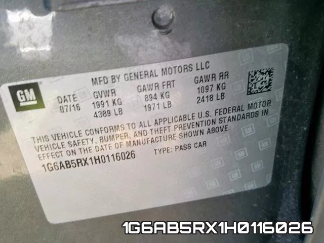1G6AB5RX1H0116026 фото 2