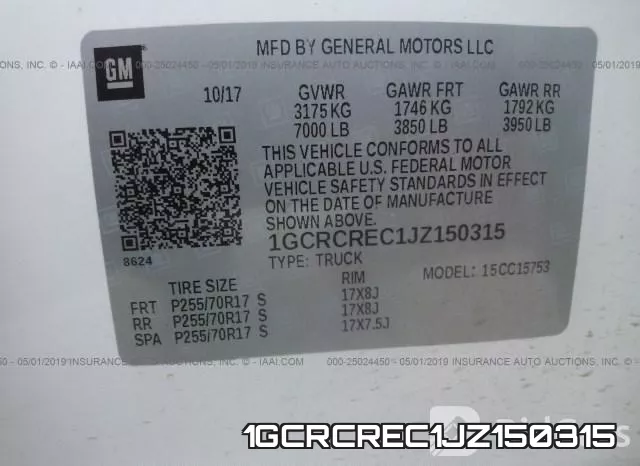 1GCRCREC1JZ150315 фото 10