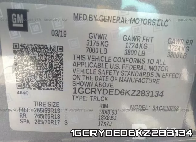 1GCRYDED6KZ283134 фото 10