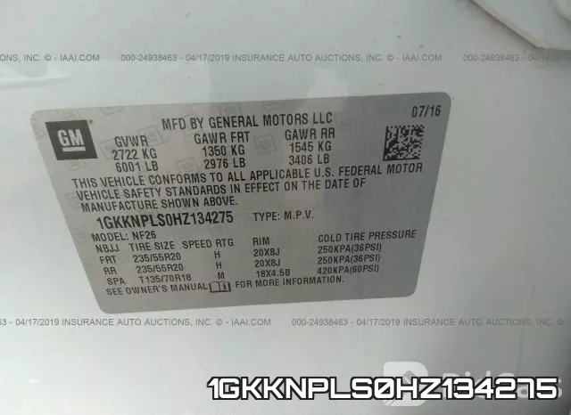 1GKKNPLS0HZ134275 фото 10