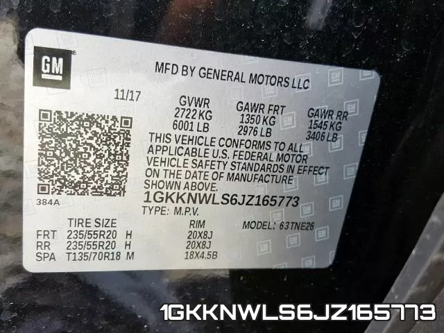 1GKKNWLS6JZ165773 фото 2
