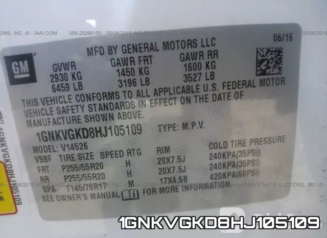 1GNKVGKD8HJ105109 фото 10