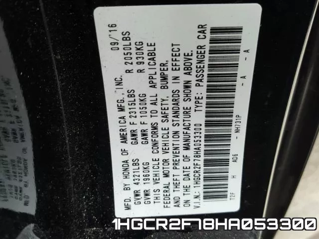 1HGCR2F78HA053300 фото 2