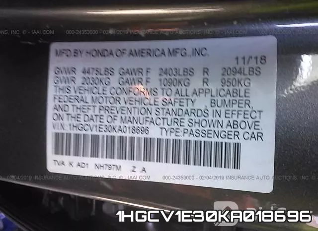 1HGCV1E30KA018696 фото 10