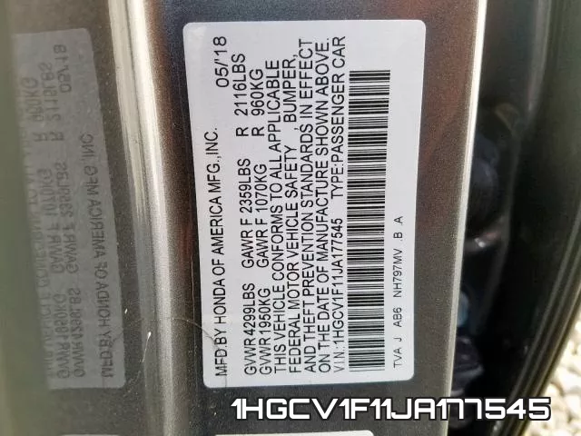 1HGCV1F11JA177545 фото 2
