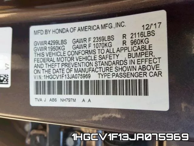 1HGCV1F13JA075969 фото 2