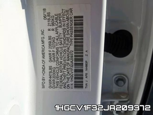 1HGCV1F32JA209372 фото 2
