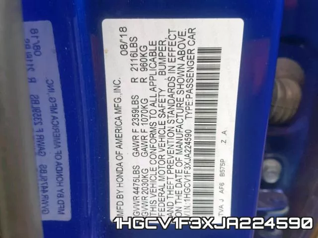 1HGCV1F3XJA224590 фото 2